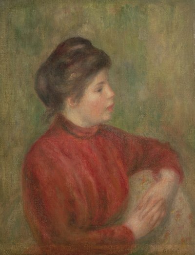 Woman Leaning Hands on Chair by Pierre Auguste Renoir